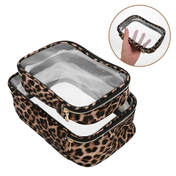 LOLIPPYY Makeup Brush Case 2Pcs Leopard Print Portable for Women on Business Trips