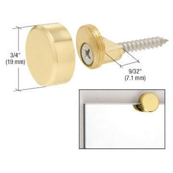 CRL MC02BR Polished Brass Round Mirror Clip Set