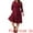 Burgundy, variant on DARING DIVA Plus Size Midi Notched V Neck 3/4 Sleeve A-Line Dress 1X Black