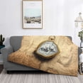 thumbnail image 2 of Rateoe Magnetic Old Compass On World Map Pattern Flannel Throw Blanket, Ultra-soft Blanket for Bed, Couch, Car, Hypoallergenic Anti-pilling blanket-60"x50"(Horizontal), 2 of 6