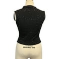 thumbnail image 5 of Felirenzacia Women's Summer V Neck Shiny Shimmer Sleeveless Fitted Cinched Work Camisole, Sparkly Sequin Tank Top, Black,S, 5 of 6