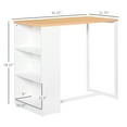thumbnail image 3 of HomCom Modern Bar Table with 3-Tier Storage Shelf, Metal Frame, White, New, 3 of 10