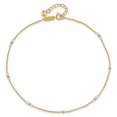 thumbnail image 4 of 14k Two-tone Anklet 9 inch mm Ropa Mirror Bead 9in Plus 1in Ext., 4 of 7
