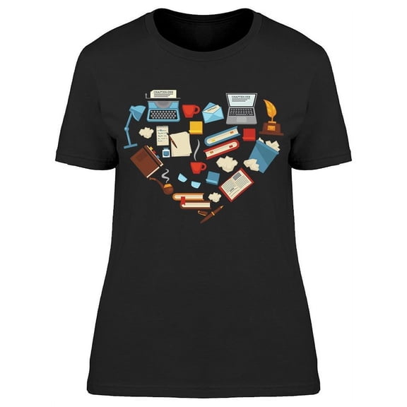 Writer's Desk Heart-shaped T-Shirt Women -Image by Shutterstock, Female Large
