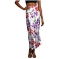 thumbnail image 2 of Axiiglly Maxi Skirts for Women High Waisted Satin Silk Floral Print Summer Beach Boho Flowy Long Skirts, S-2XL, 2 of 7