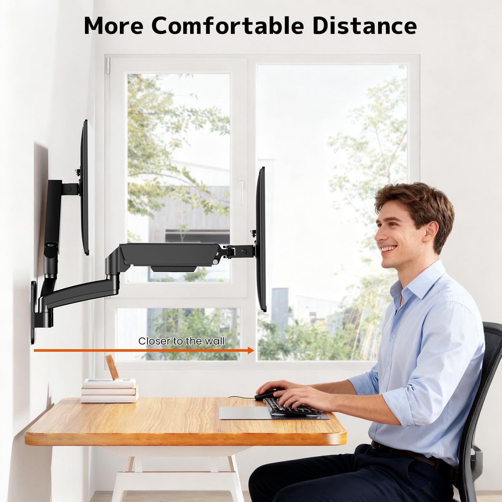 PUTORSEN Dual Monitor Wall Mount for 17-32 inch Flat/Curved Computer Screens, Each Holds Up to 19.8lbs