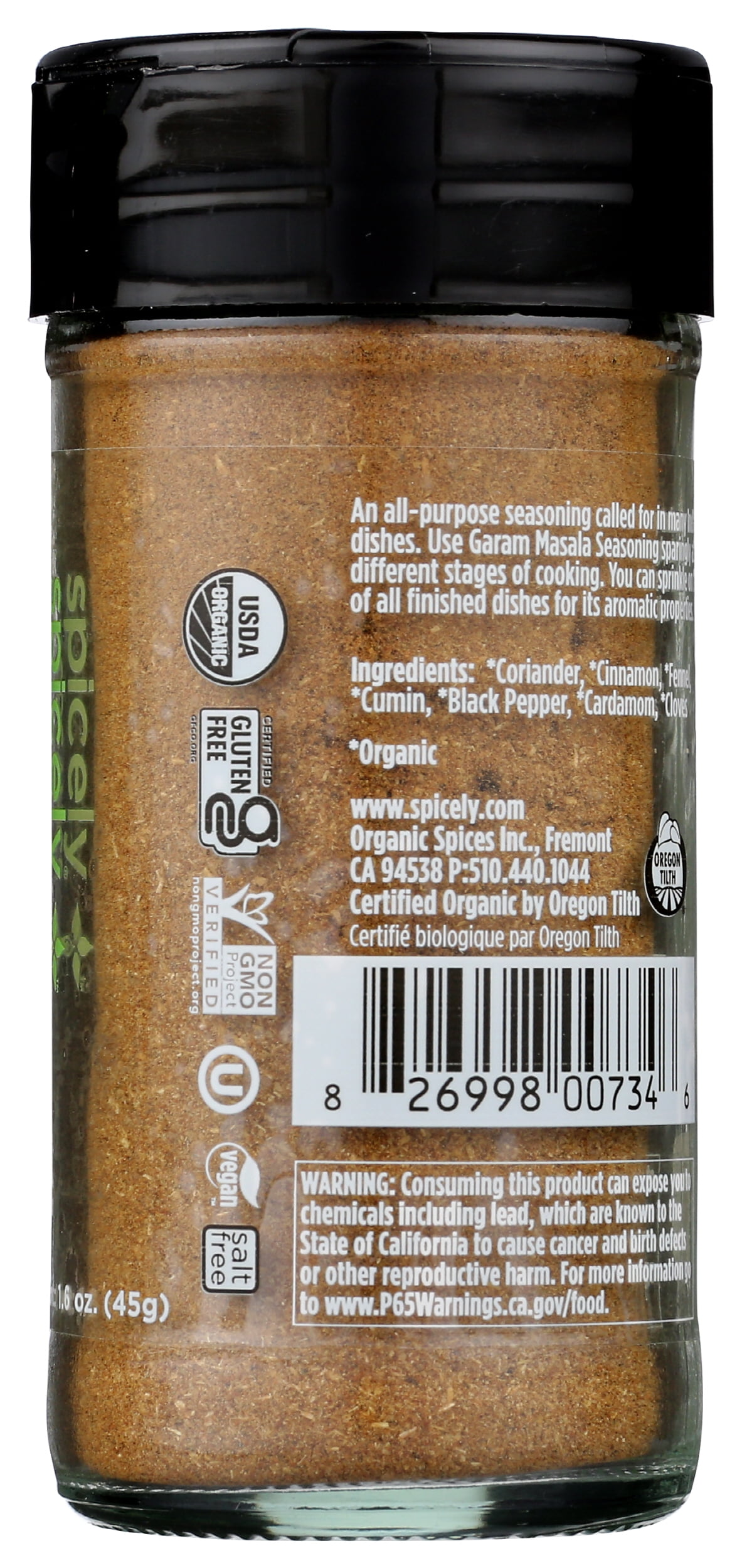 (Pack of 3), Spicely Organics Organic Garam Masala Seasoning, 1.6 oz