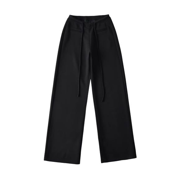 Ruimatai Women's Wide Leg Pants with Pockets Fall Winter Loose Fit Drawstring Waist Comfortable Casual Full Length Trousers for Daily Wear Soft Lounge