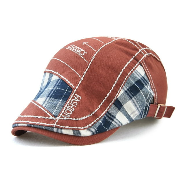 Gorra plana unisex con detalles de moda bordados y cuadros