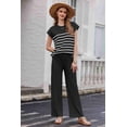 thumbnail image 2 of EKOUAER Pajama Set for Women 2 Piece Outfits Knit Sweater Sets Striped Top Wide Leg Long Pants Matching, 2 of 6