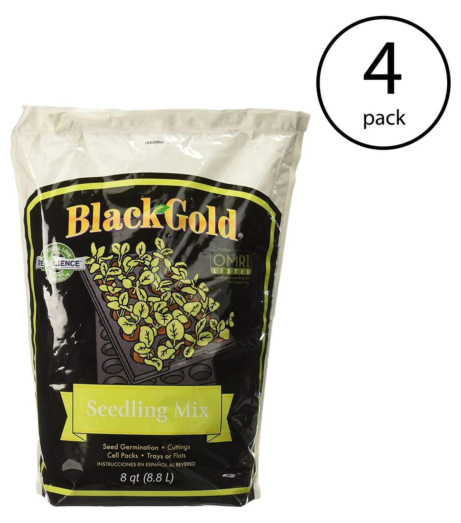 Seedling Germination Mix - Black Seed Starting Potting Soil for Seeds, Cuttings & Vegetables - 8 Quart Bag (4 Pack) - Organic & Peat Based