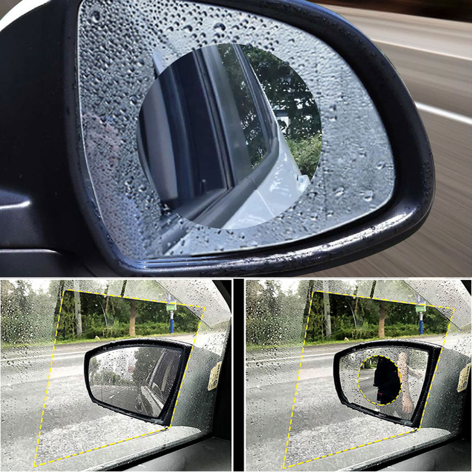 Fog Film for Car Door Wing Mirrors Rainproof Waterproof Repels Water Anti Mist 