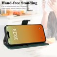thumbnail image 3 of Premium Case for iPhone 16 Pro Max with Wrist Strap,PU Leather Flip Kickstand Case for Women Men with Wallet RFID Blocking Card Holder Magnetic Closure Shockproof Phone Cover,Green, 3 of 7