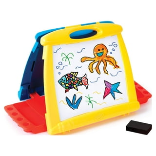 Discovery Kids Neon Glow Drawing Easel w/Color Markers, Built-in