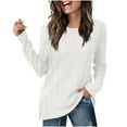 thumbnail image 2 of Sevevn Women's Solid Color Ribbed Knit Casual Crew Neck Fall Dressy Tops for Women Tunic Blouse White M, 2 of 9