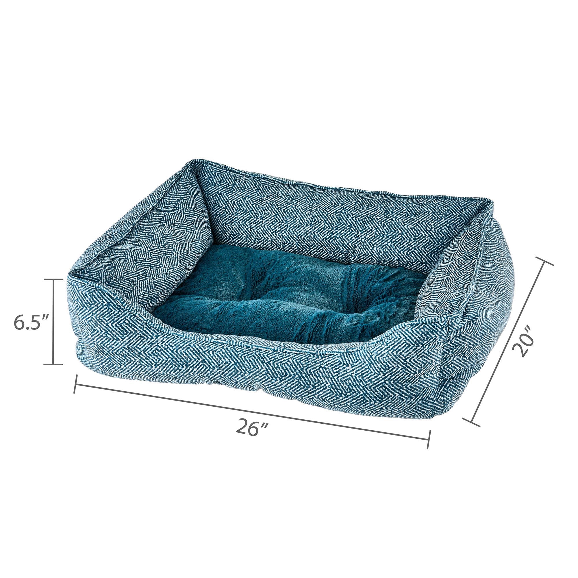 Vibrant Life Medium Bolster Cat or Dog Bed, Blue, 21" x 25"