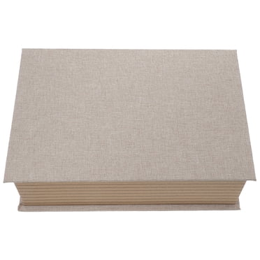 HOOWIFFY Decorative Book Beige Linen Paper Cardboard 1Set 10.2X6.9X3.1in