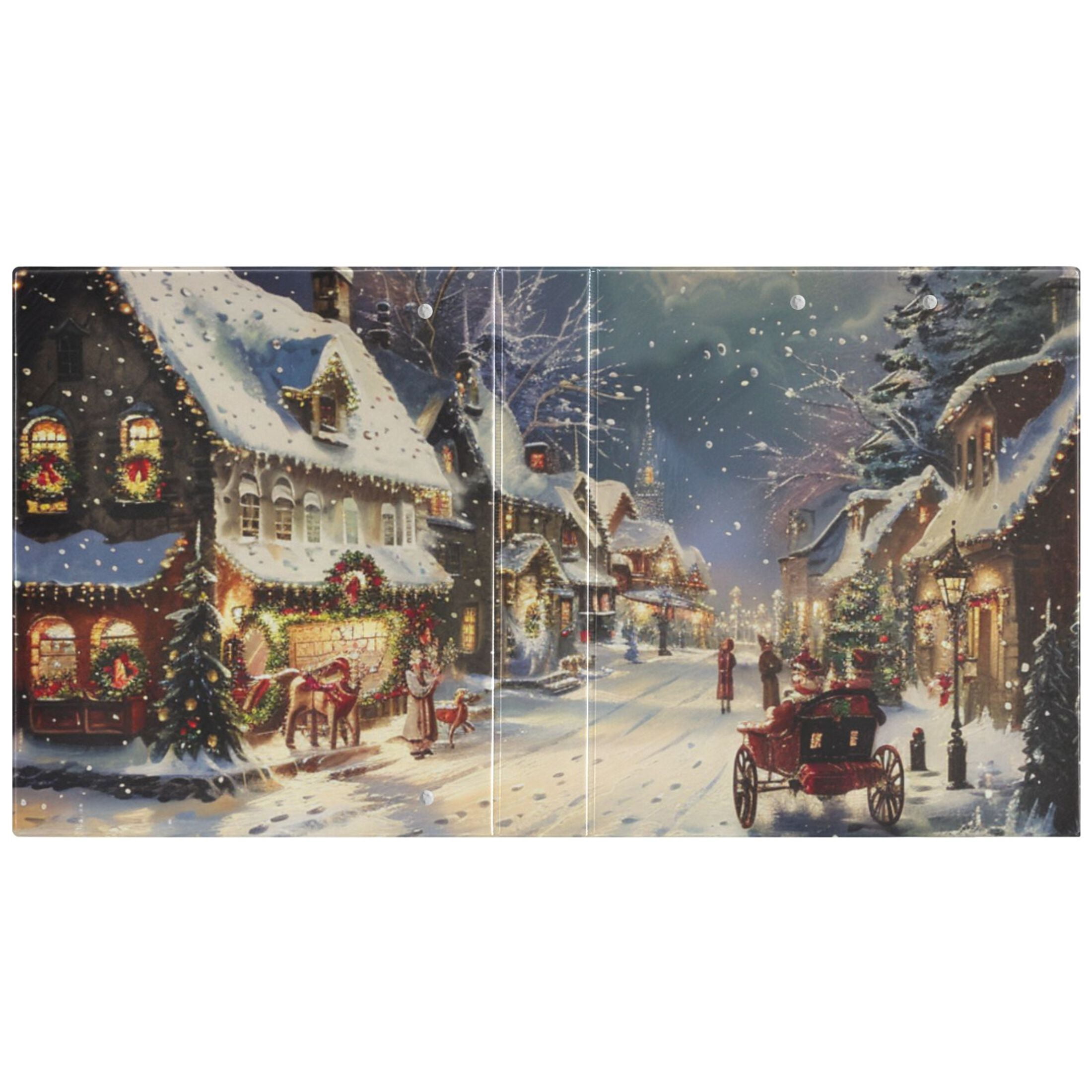 Christmas Snow 3 Ring Binders 1.5 inch Hardcover File Folders with Interior Pockets A4 Size Organizer for School Office Hospital Set of 2