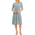 thumbnail image 3 of Uhndy Women's Dress 3/4 Sleeve Round Neck Swing Midi Dress Casual Loose T-Shirt Dress Gray XL, 3 of 6