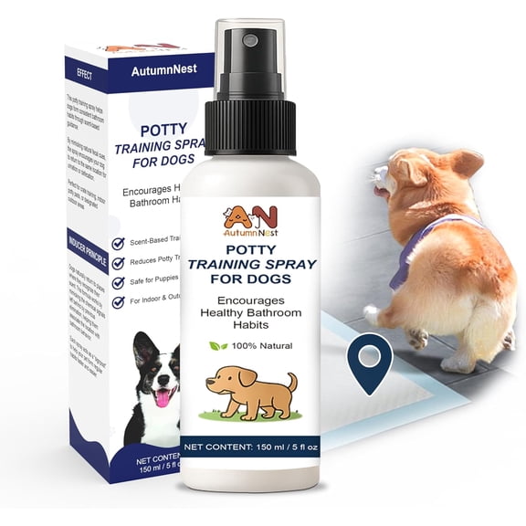 Potty Training Spray for Dogs – 5 fl oz /150ml Dog Pee Training Aid for Puppies & Adults Dogs– Helps Guide Dog to Pee Pads or Designated Areas – Safe Plant-Based Attractant for Indoor & Outdoor Use