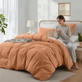 thumbnail image 6 of Ameha 3 Piece Full Duvet Cover Set Plush Microfiber 1800 Series Hypoallergenic, Breathable All Season Bedding Set Button Closure Adults Peach, 6 of 8