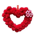 thumbnail image 2 of Gytml Valentine'S Day Heart Shaped Wreath Soft Plush Heart Wreath With Heart Clover Decor For Front Door Wedding Party Anniversary Wall Decor Gift Red-32x26, 2 of 7