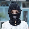 thumbnail image 5 of Gorro de ciclismo femenino con protección auditiva, gorro de lana con forro polar, gorro de punto, bufanda integrada para mujer, de invierno engrosado con máscara desmontable., 5 of 5