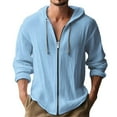 thumbnail image 2 of YOIAVAIOY Mens Zip Up Hoodie Shirts Lightweight Drawstring Athletic Jacket Big and Tall Long Sleeve Hooded T-shirt Light Blue M, 2 of 6