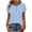 Light Blue, variant on Staron Women's Spring Summer Casual Printed Button-Up Shirt Round Neck Short Sleeve Loose Top Tunic Blouse, Light Blue XXL