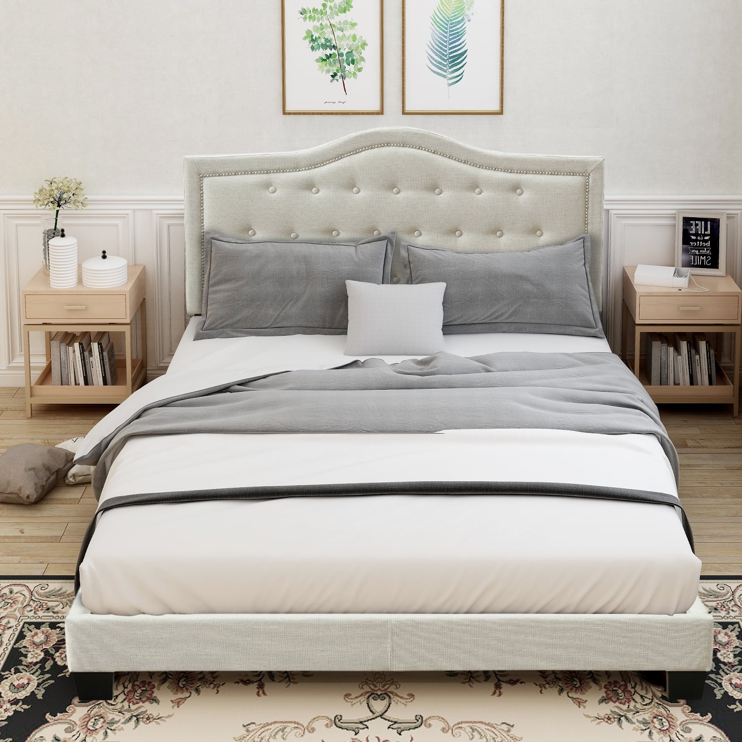 Clearance! Platform Bed, SEGMART 83'' x 64'' x 52'' Elegant Queen Bed