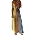 thumbnail image 1 of LAICAIW Robe d'Été Teinture sur Nœuds Florale Col en V Aguichant Sans Manches Femme Longue Mode Ample Maxi Robes Plage Fête Robe d'Été, 1 of 4