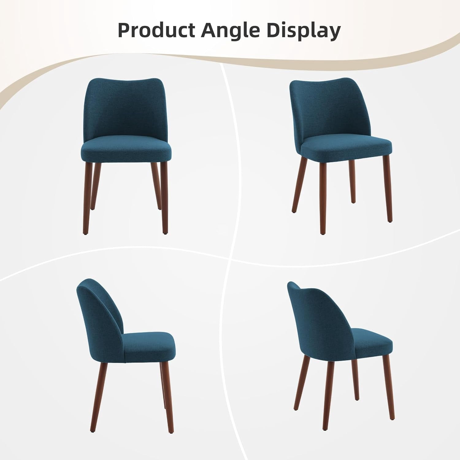 2-pcs Dining Chair,Leather Upholstered Dining Chair with Wood Legs, Wing Backrest, Wooden Kitchen Chair, Kitchen Chairs with Thick Cushions for Dining Room, Living Room