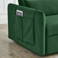thumbnail image 5 of 55'' Convertible Sofa Bed,Velvet Loveseat Sofa with Pull Out Bed, Modern Sleeper Sofa with 2 Detachable Arm Pockets and 2 Pillows,Adjustable Backrest and Grid Design Armrests for Living Room,Green, 5 of 7