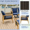 thumbnail image 5 of Resenkos 7 Piece Outdoor Conversation Set, Small Patio Conversation Furniture Set with Stable Acacia Wood Frame Cozy Seat & Back Cushions-Navy, 5 of 8
