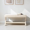 thumbnail image 2 of GZXS Velvet Upholstered Bench with X-Crossed Legs, Modern Ottoman Stool with Solid Wood Frame & Padded Seating for Entryway/Bedroom/Living Room, Beige, 2 of 7