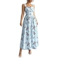 thumbnail image 2 of Xaqiouau Womens Floral Midi Dress Spaghetti Strap Summer Casual Sleeveless A Line Dress Button Front Flowy Beach Vacation Sundress, 2 of 8