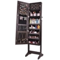 thumbnail image 2 of NEX Jewelry Cabinet Standing Lockable Makeup Armoire with Full-Length Mirror, Brown, 2 of 6