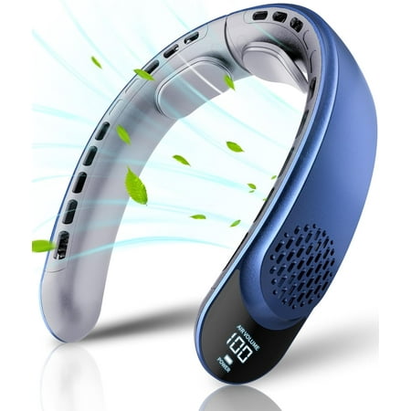 

Portable Neck Fan 4 Turbo Neck Fan 4000 mAh Battery Operated USB Rechargeable Personal Fan 3 Speeds 360° Cooling Airflow LED Display Wearable Fan for Home Office Travel Gifts