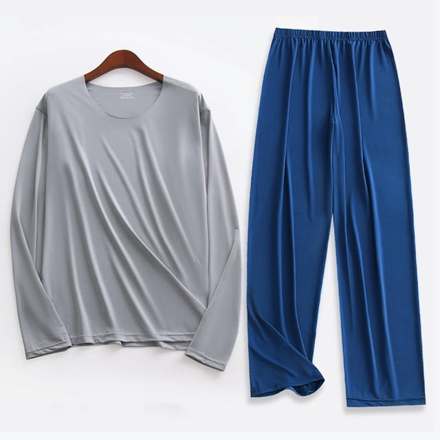 Weiqiqre Ensemble de Sport Décontracté pour Hommes, Couleur Unie, Col Rond, Manches Longues Élastiques