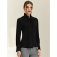 thumbnail image 4 of Blusa de trabajo para mujer, estilo vintage, con lazo, volantes, cuello simulado, farol, manga larga, con botones, blusa Negro S, 4 of 6