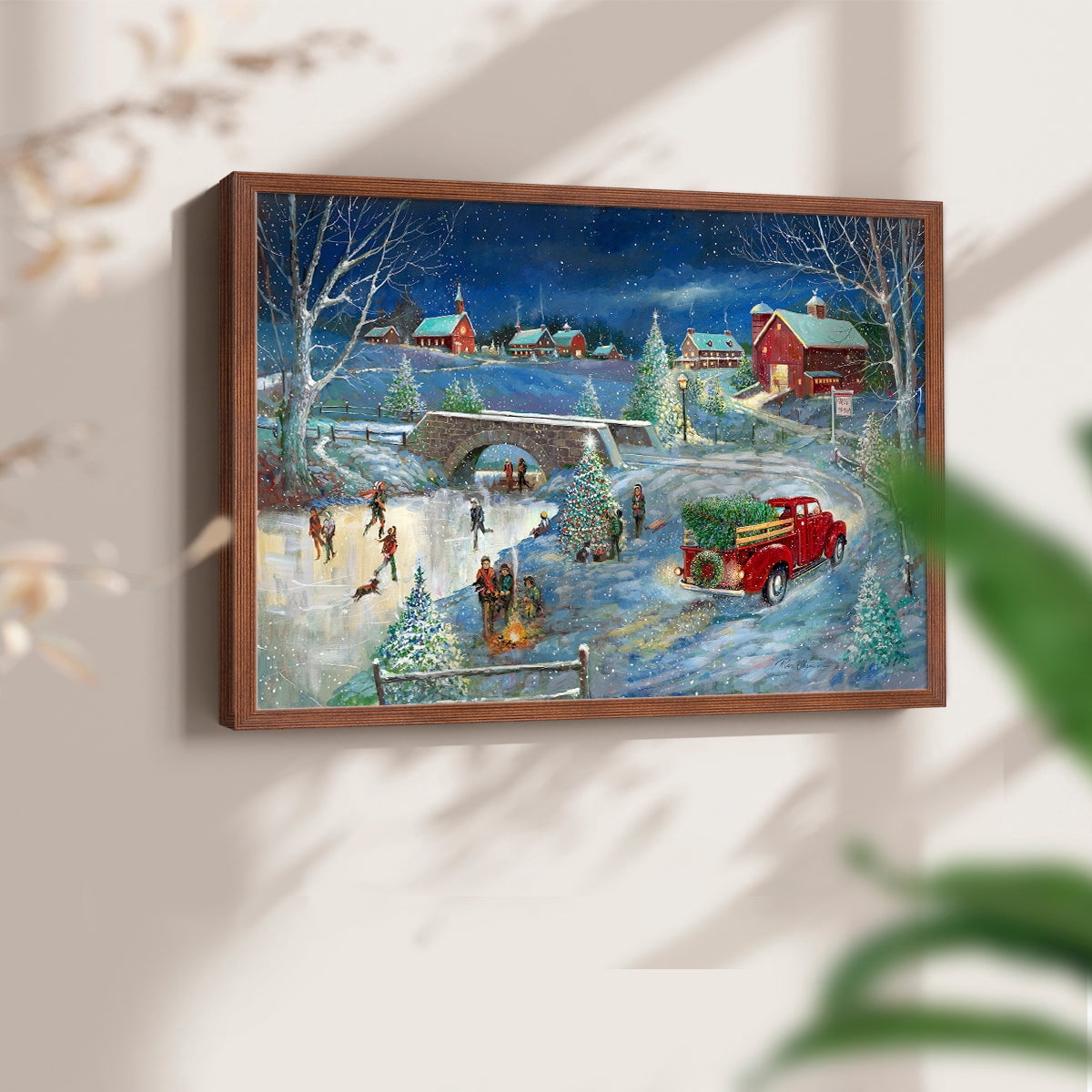 Warm Holiday Memories by Ruane Manning - Restickable Framed Giclée Print with Real Wood Frame