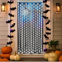 Hometravel Skull Rain Curtain Halloween Decoration, 79x39 Inch Halloween Party Door Curtain, Indoor Decorative Beaded Strands for Doorway and Aisle