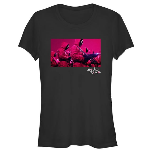 Junior's Squid Game Locked and Loaded Graphic Tee Black Large