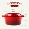 thumbnail image 3 of Daluvenix 2 in 1 Cast Iron Dutch Oven Pot with Skillet Lid, 6+2qt Pre-Seasoned Multipurpose Cookware for baking, braising, and stewing,  Red, 3 of 8