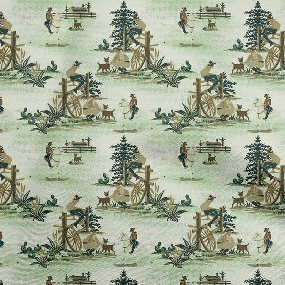 oneOone Polyester Spandex Pear Green Fabric Cowboy Sewing Craft Projects Fabric Prints By Yard 56 Inch Wide