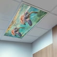 thumbnail image 2 of 3 Pack Vintage Blue Fluorescent Light Covers for Ceiling Lights Ocean Abstract Sea Turtle Map Magnetic Ceiling Light Covers Overhead Light Filters for Office Classroom Home, 2 of 9