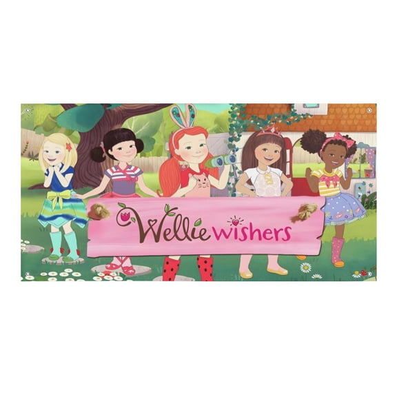 Wellie Wishers-Theme Backdrops Banner Birthday Party Decor Supplies Personalized Party Backdrop Decoration,5x3ft（150x90cm）