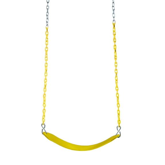 Gorilla Playsets Deluxe Swing Belt - Yellow with Yellow Chains