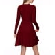 thumbnail image 4 of mfyjkho Vestidos midi para mujer, Vestido de manga larga con escote en V y canalé cepillado de color liso para mujer Vestidos de otoño xl, 4 of 5