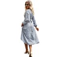 thumbnail image 2 of Valcatch Women's Crew Neck Long Sleeve Dresses Floral Ruffle Flowy Maxi Dress, 2 of 6